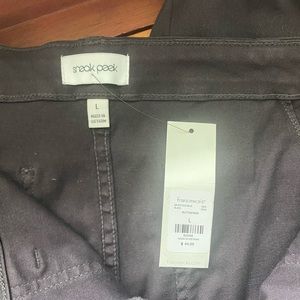 Francesca’s Sneak peak pants, button up, brown, with pockets.